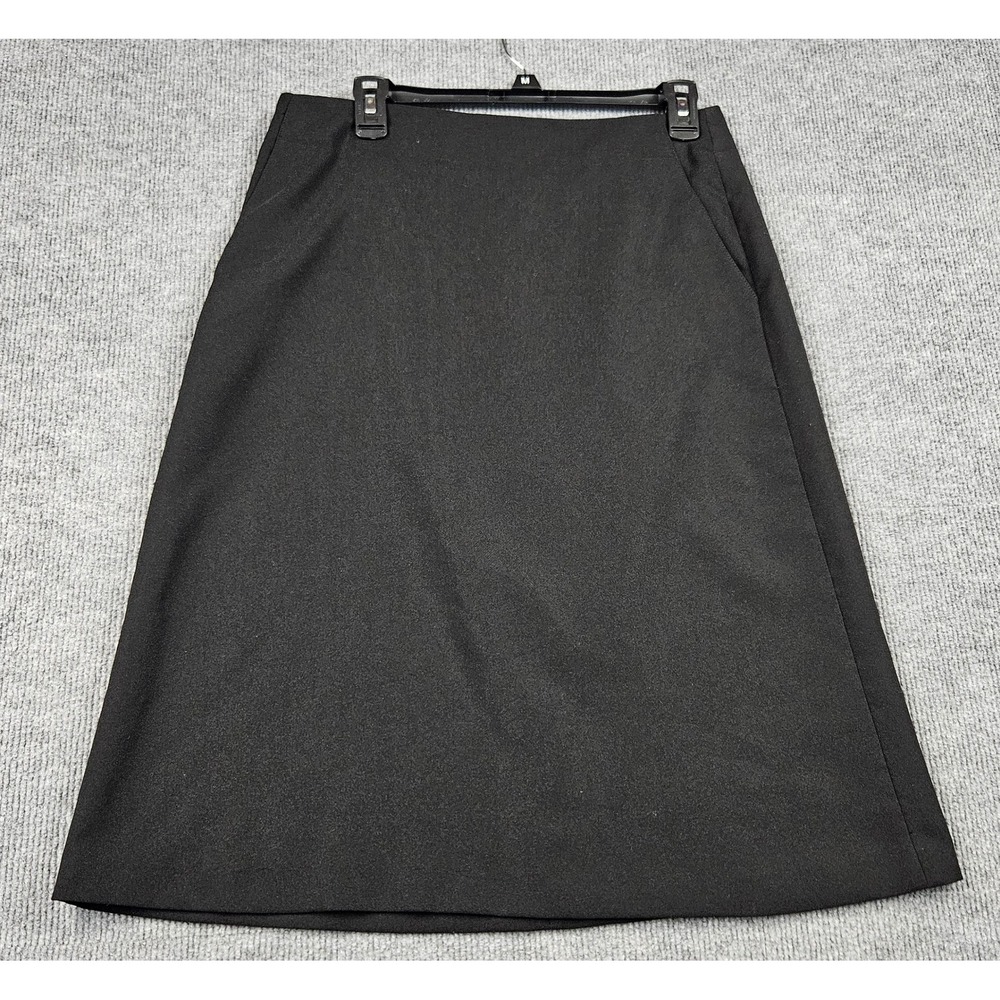 New York & Company City Stretch Black A-Line Skirt Size 10 Pockets Office Wear